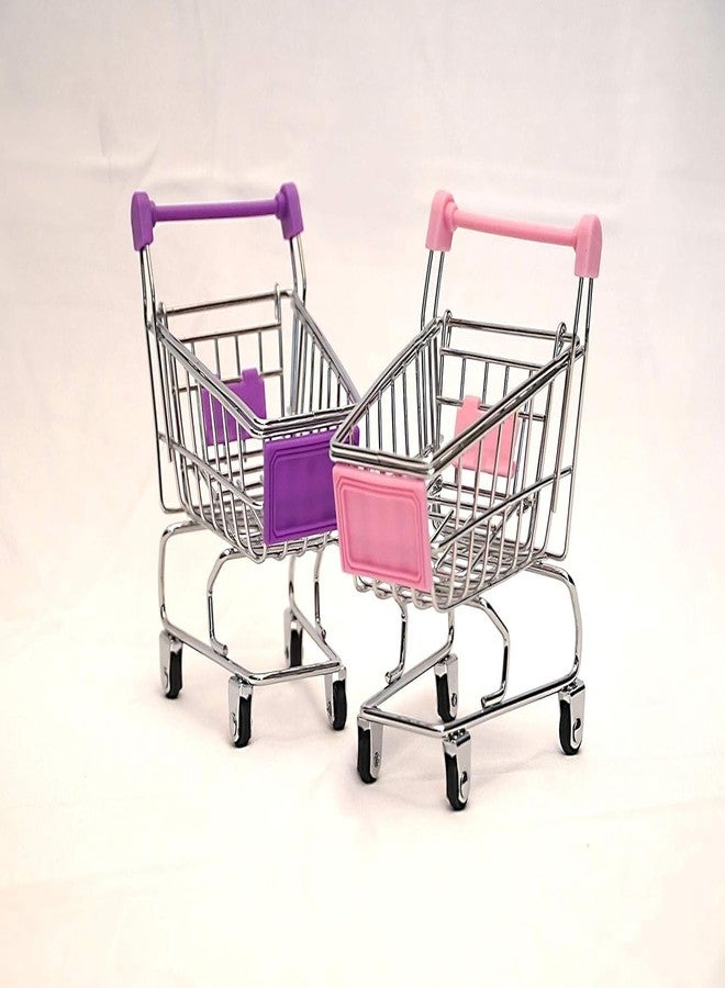 Hebezon Miniature Shopping Cart for Home Decor, Collectibles, or Display, Small Metal Basket with Rolling Wheels and Handle, Ideal for Toys, Miniature Display, or Desk Accessories,(Pack of 1) - Image 3